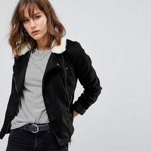 JDY faux suede bomber jacket